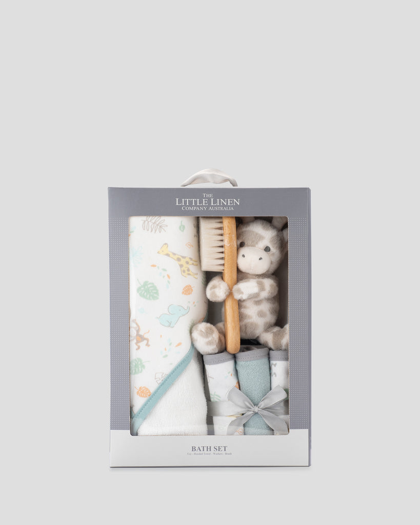 Little Linen Bath Baby Gift Set - Savanna Giraffe