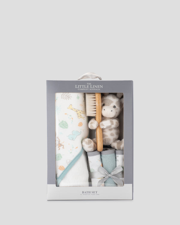 Little Linen Bath Baby Gift Set - Savanna Giraffe