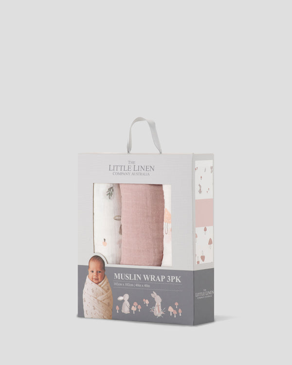 Little Linen Baby Muslin Wraps 3PK - Harvest Bunny