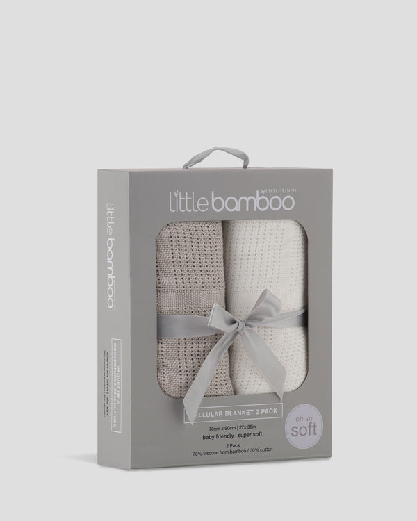 Little Bamboo Baby Cellular Blanket 2Pk  - Stone Grey
