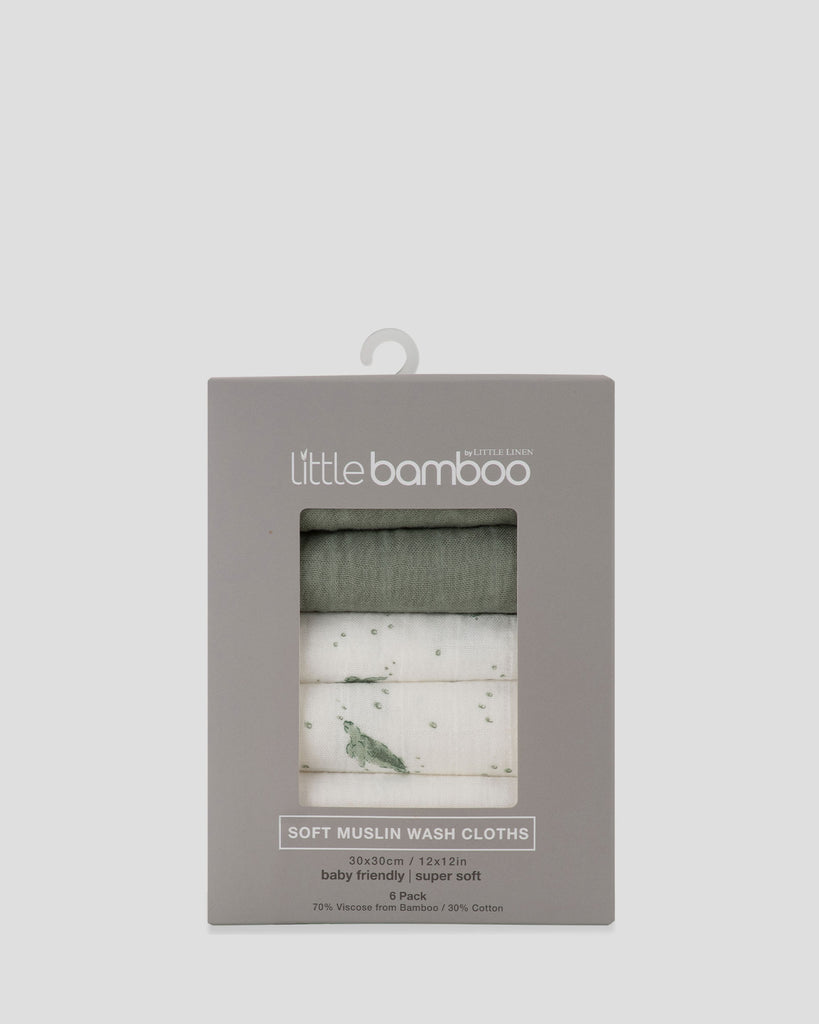 Little Bamboo Baby Muslin Washers 6Pk  - Turtle Bay