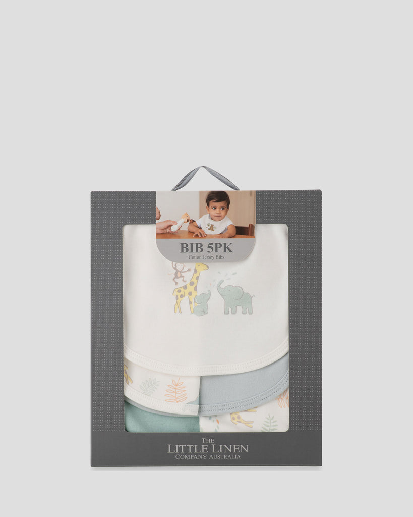 Little Linen Baby Jersey Bib 5PK - Savanna Giraffe