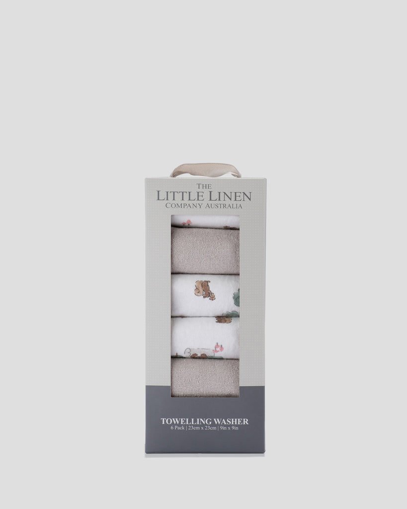 TLLC Baby Towelling Wash Cloth 6PK - Willow Bear