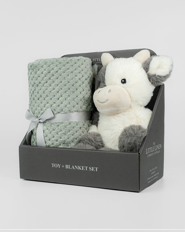 Little Linen Soft Plush Toy & Blanket - Farmyard Cow