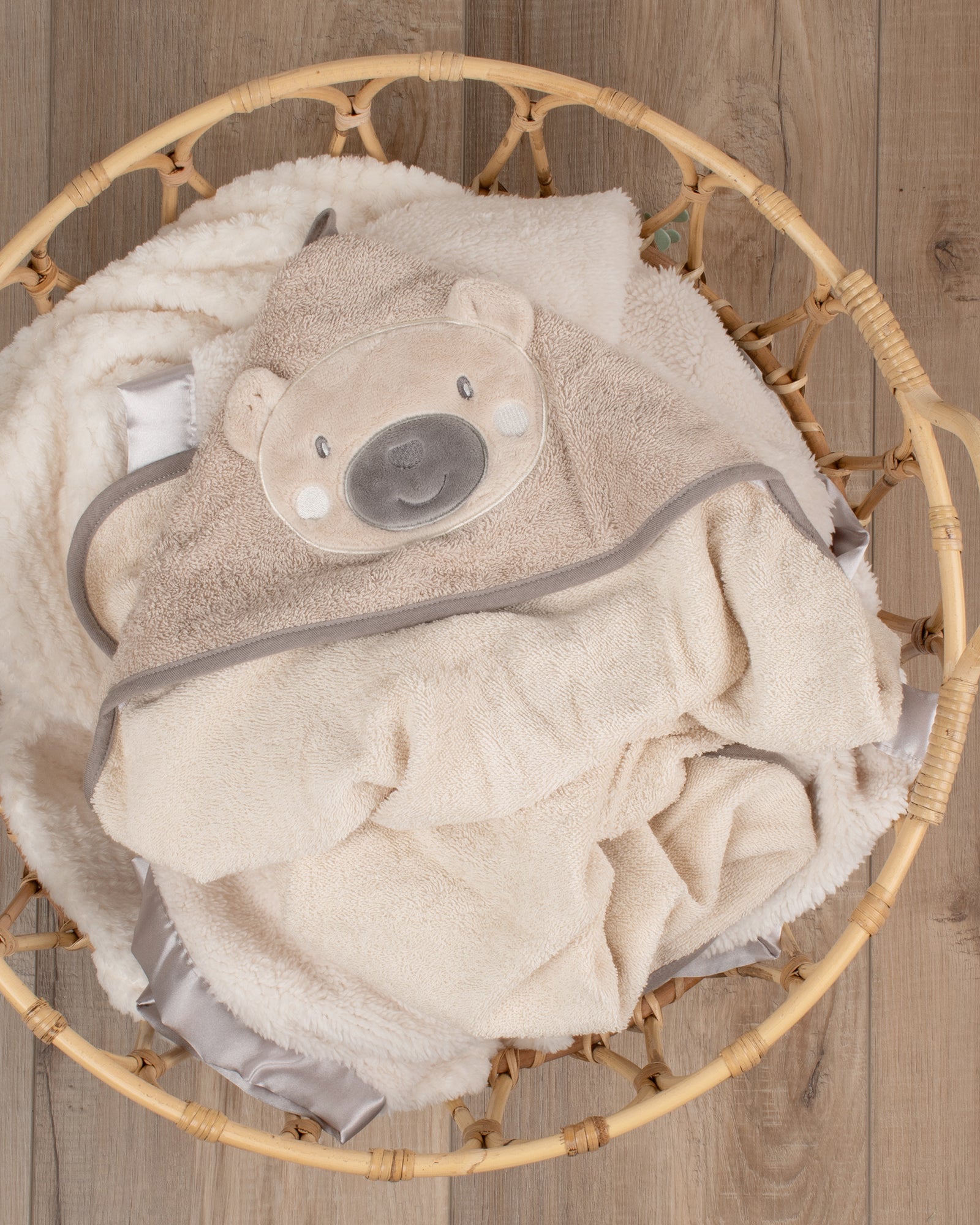 The Little Linen Company Character Baby Hooded Towel - Nectar Bear