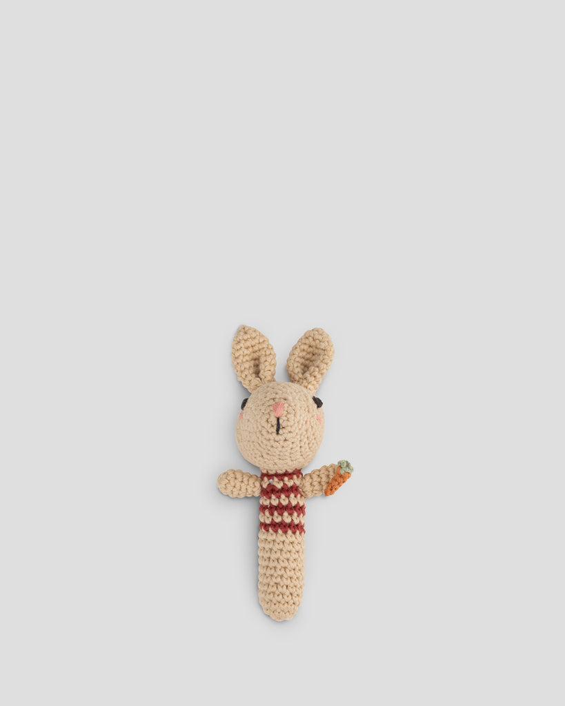 Knitted White Bunny Baby Rattle 