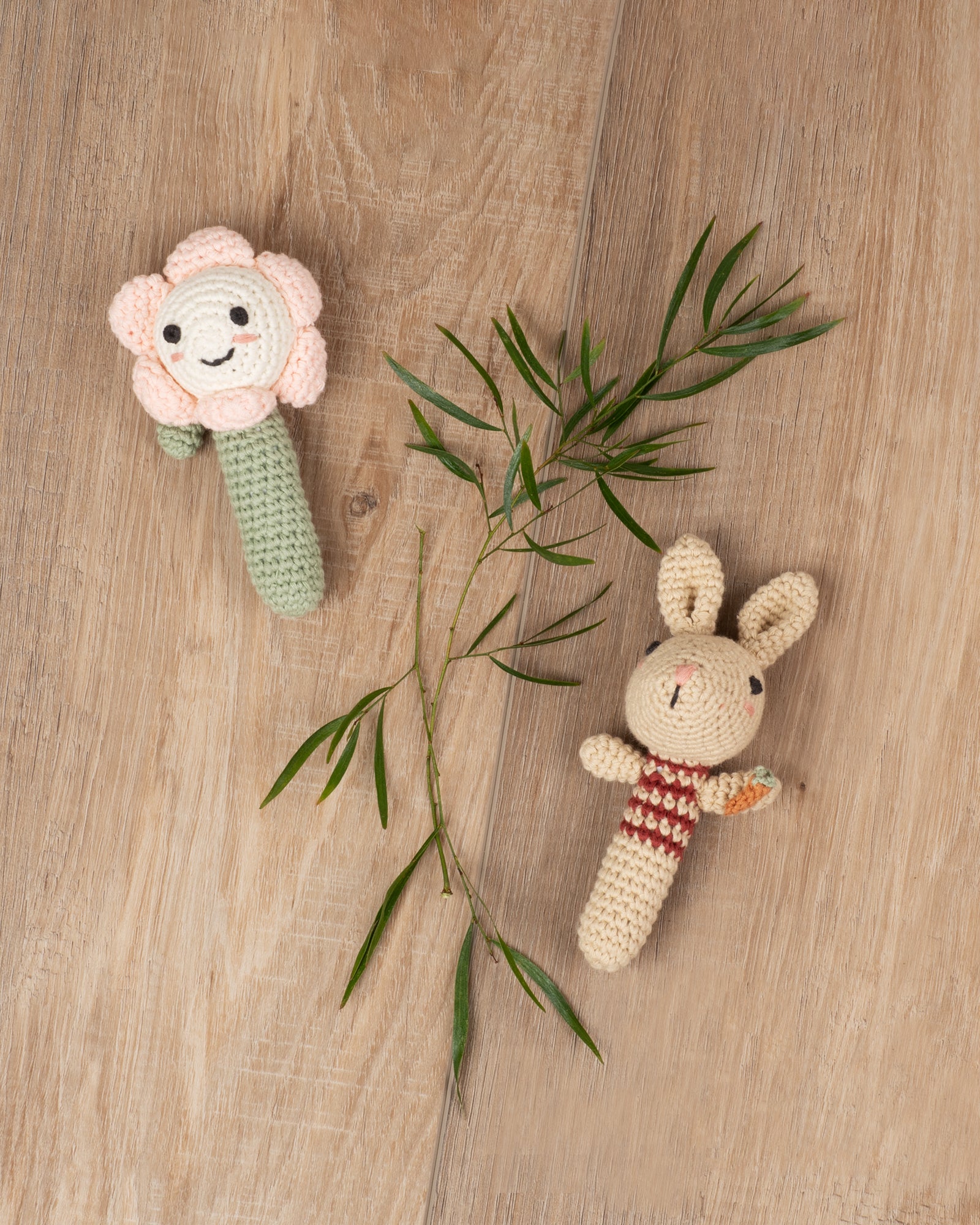 The Little Linen Company Crochet Baby Rattle - Hazel the Harvest Flower