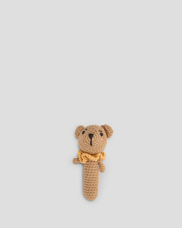 The Little Linen Company Crochet Baby Rattle - Ned the Nectar Bear