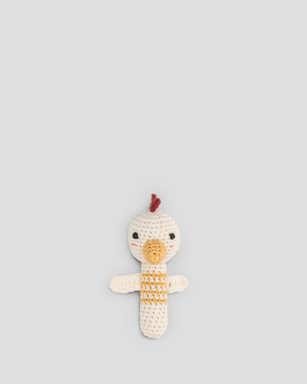 The Little Linen Company Crochet Baby Rattle - Fiona the Farmyard Chicken