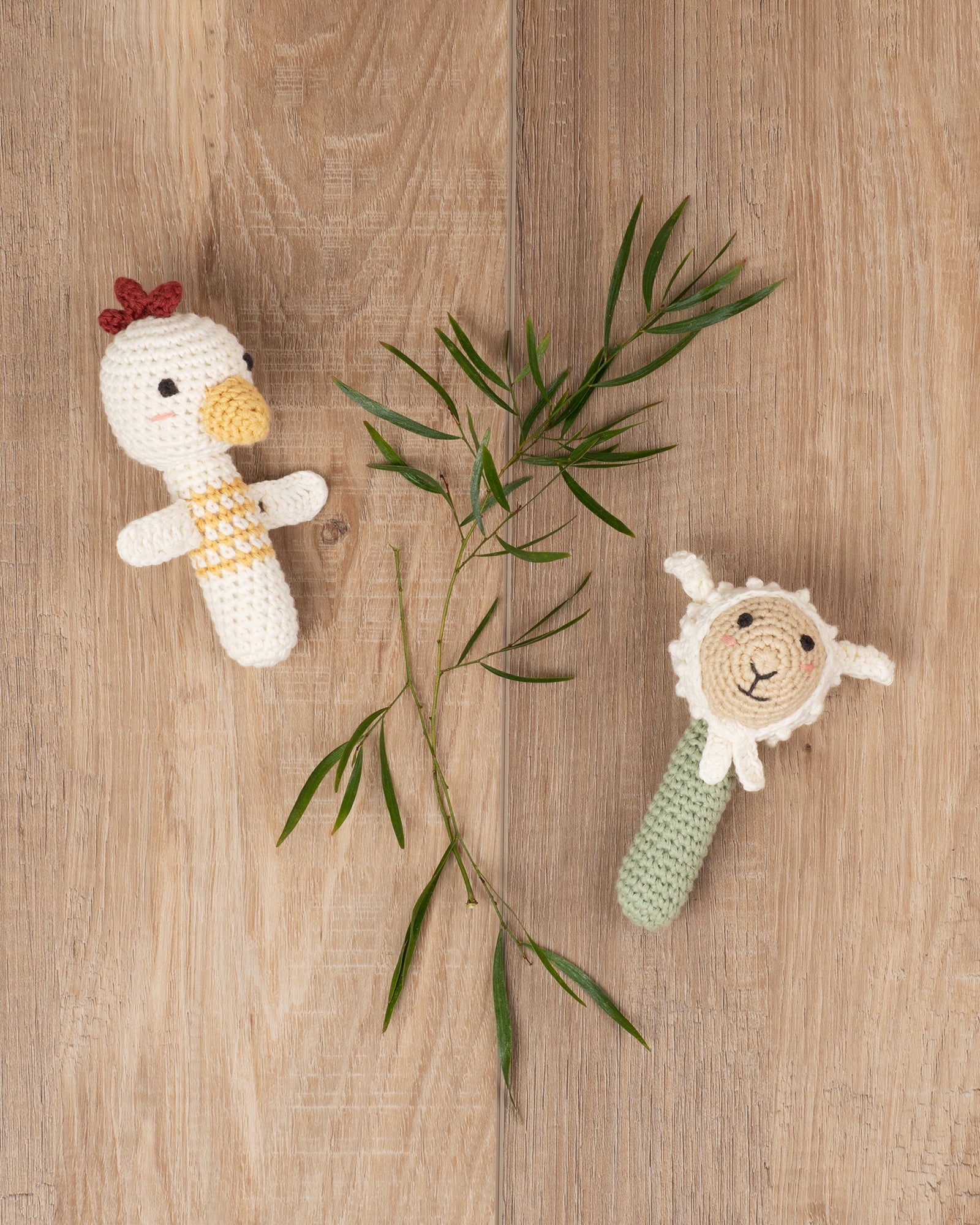 The Little Linen Company Crochet Baby Rattle  - Finnley the Farmyard Lamb