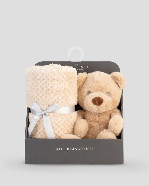 Little Linen Plush Baby Toy & Blanket Nectar Bear Front Pack