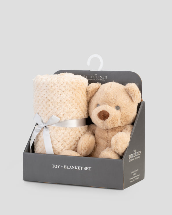 Little Linen Plush Baby Toy & Blanket Nectar Bear Side Pack