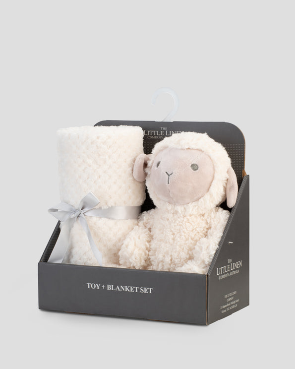 Little Linen Plush Baby Toy & Blanket Farmyard Lamb Side Pack