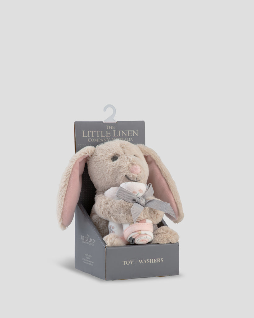Little Linen Plush Toy Washers Harvest Bunny Side Pack