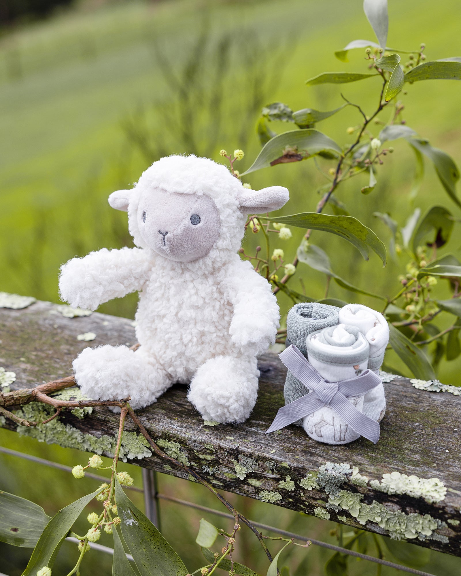 The Little Linen Company Soft Plush Baby Toy & Face Washers - Farmyard Lamb