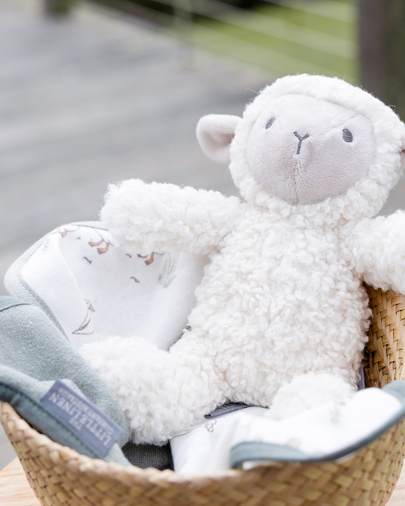 The Little Linen Company Soft Plush Baby Toy & Face Washers - Farmyard Lamb