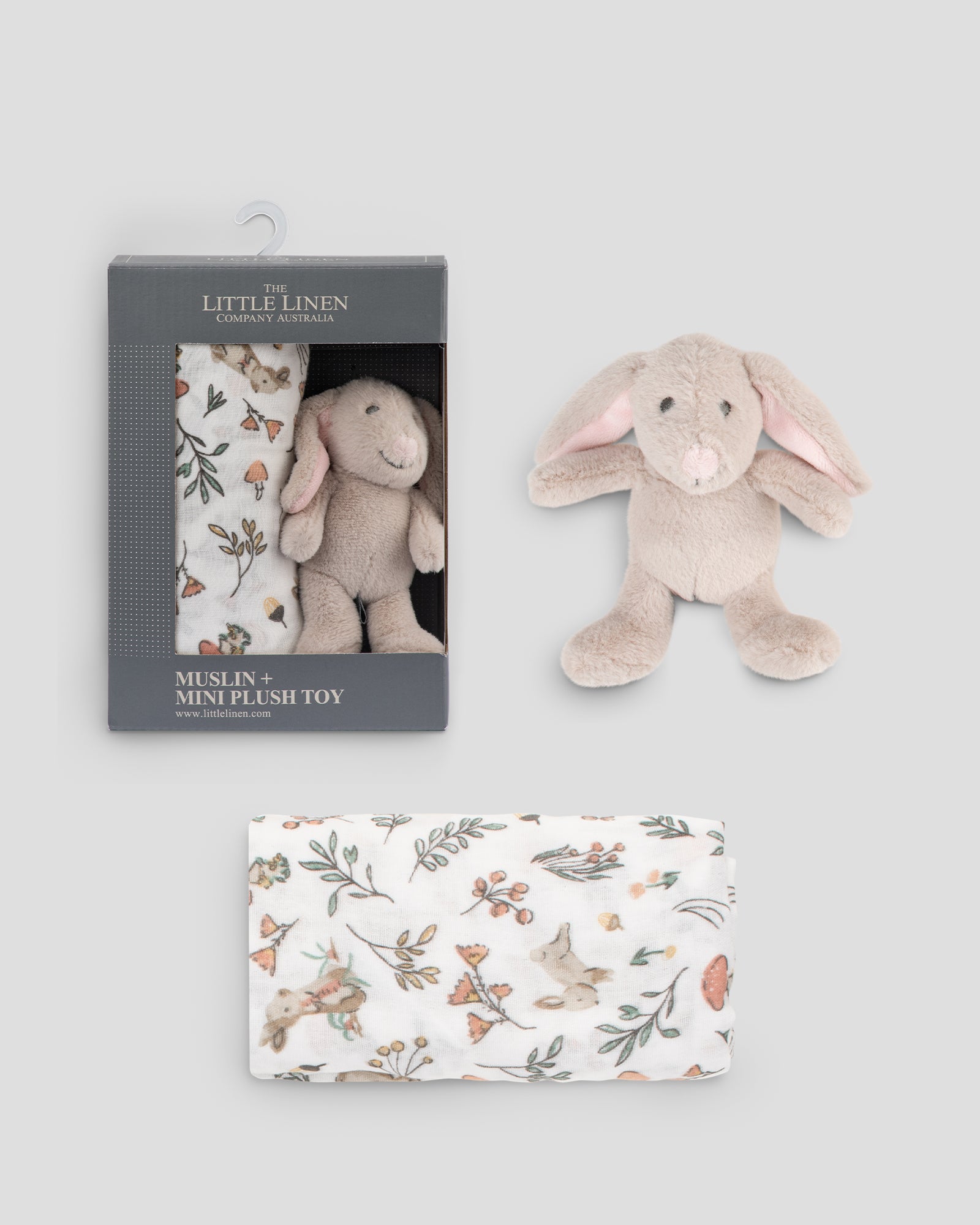 The Little Linen Company Soft Plush Toy & Baby Muslin Wrap - Harvest Bunny