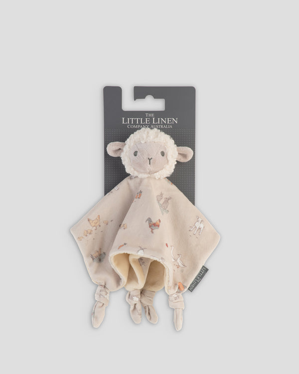 Little Linen Lovie Comforter Farmyard Lamb Front Pack