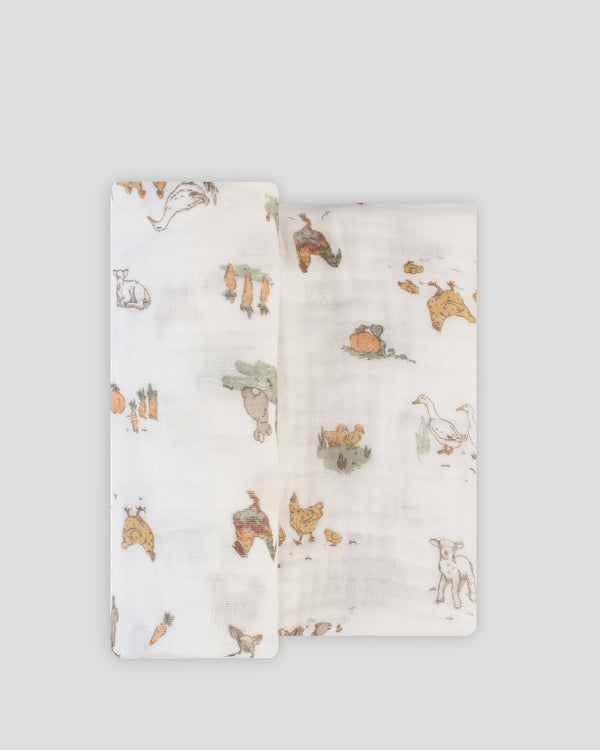 Little Linen Muslin 1pk Prints Farmyard Lamb Product