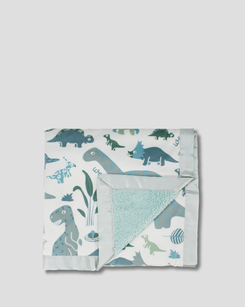 Weegoamigo Sherpa + Mink Baby Blanket - Roar-y McIlroy Dinosaur