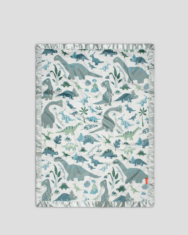 Weegoamigo Sherpa + Mink Baby Blanket - Roar-y McIlroy Dinosaur