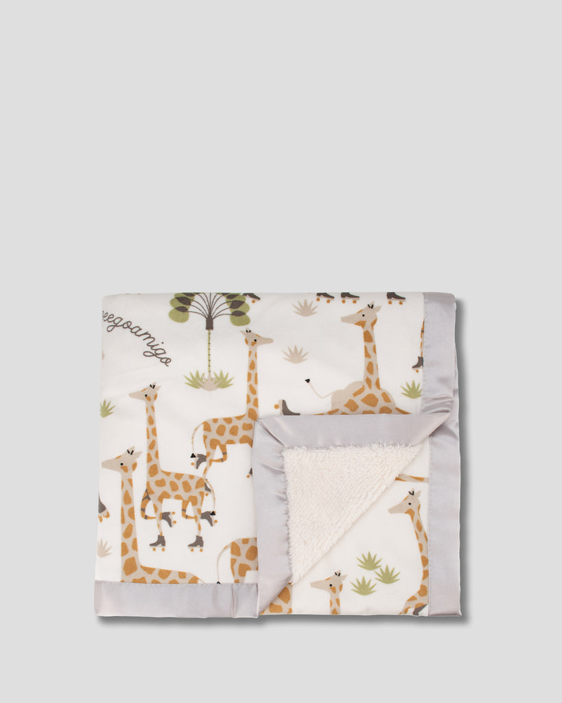Weegoamigo Sherpa + Mink Baby Blanket - Stevie Necks Giraffe