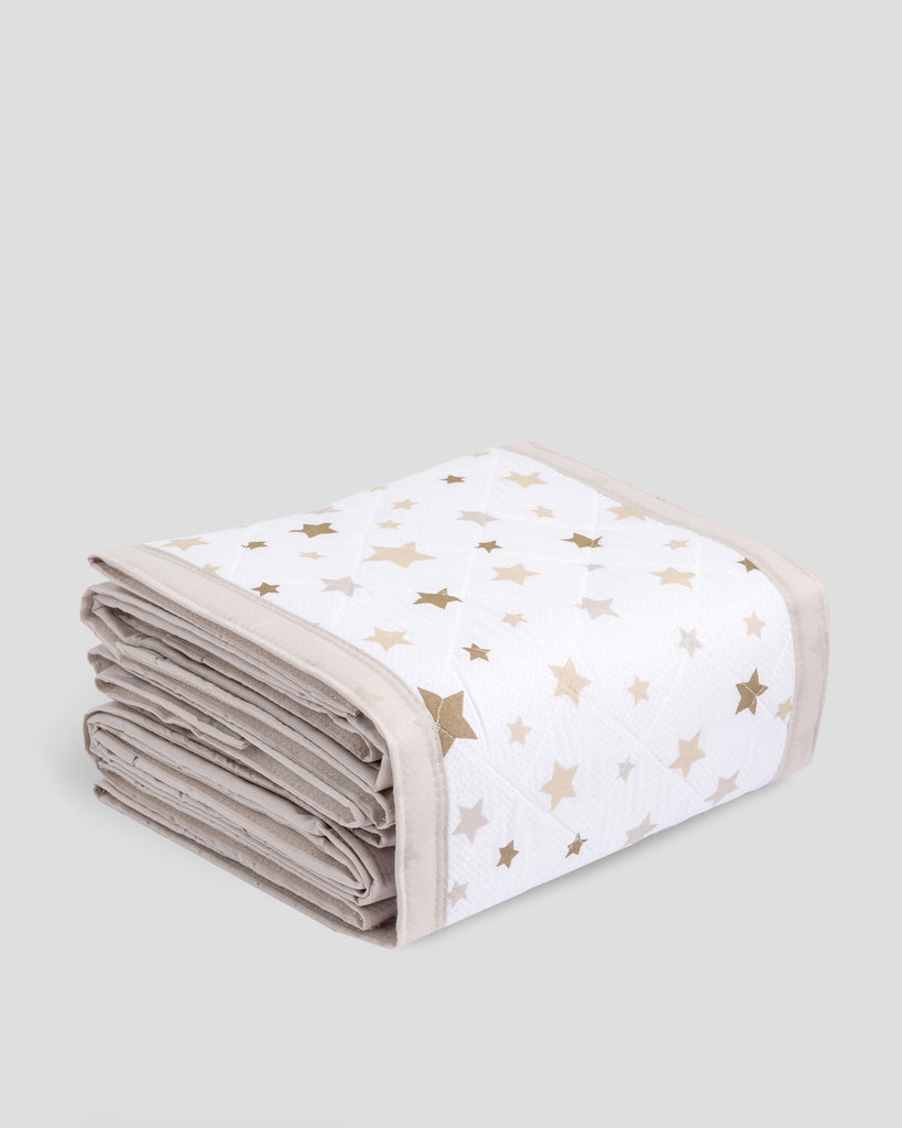Airwrap Cot Liner Muslin 4 Sides - Star Chocolate