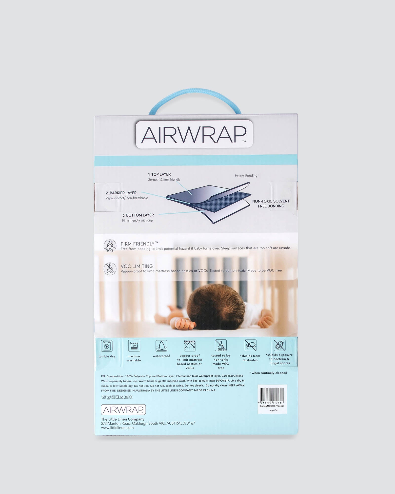Airwrap Mattress Protector Large Cot backpack