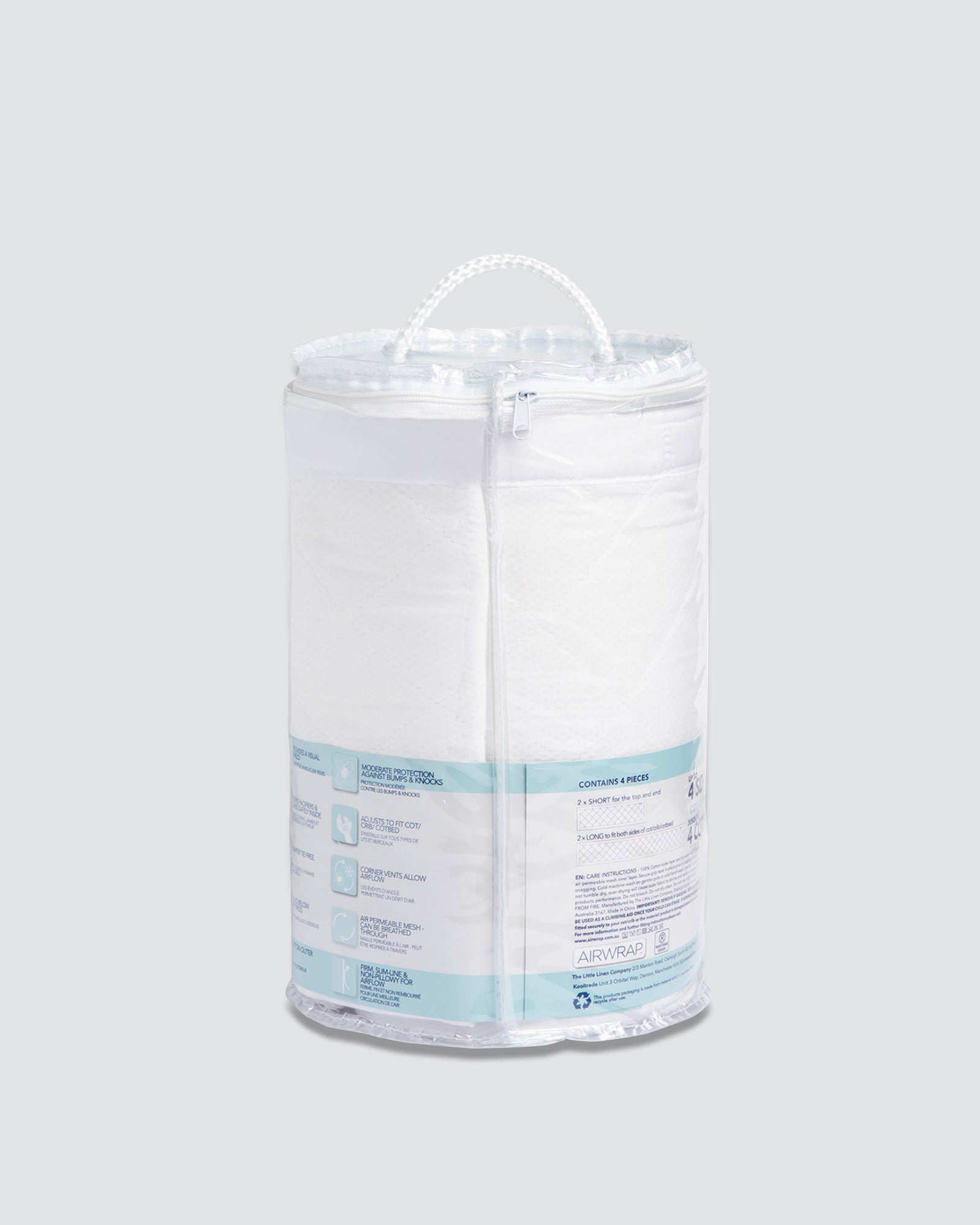 Airwrap Muslin Cot liner White back Packaging