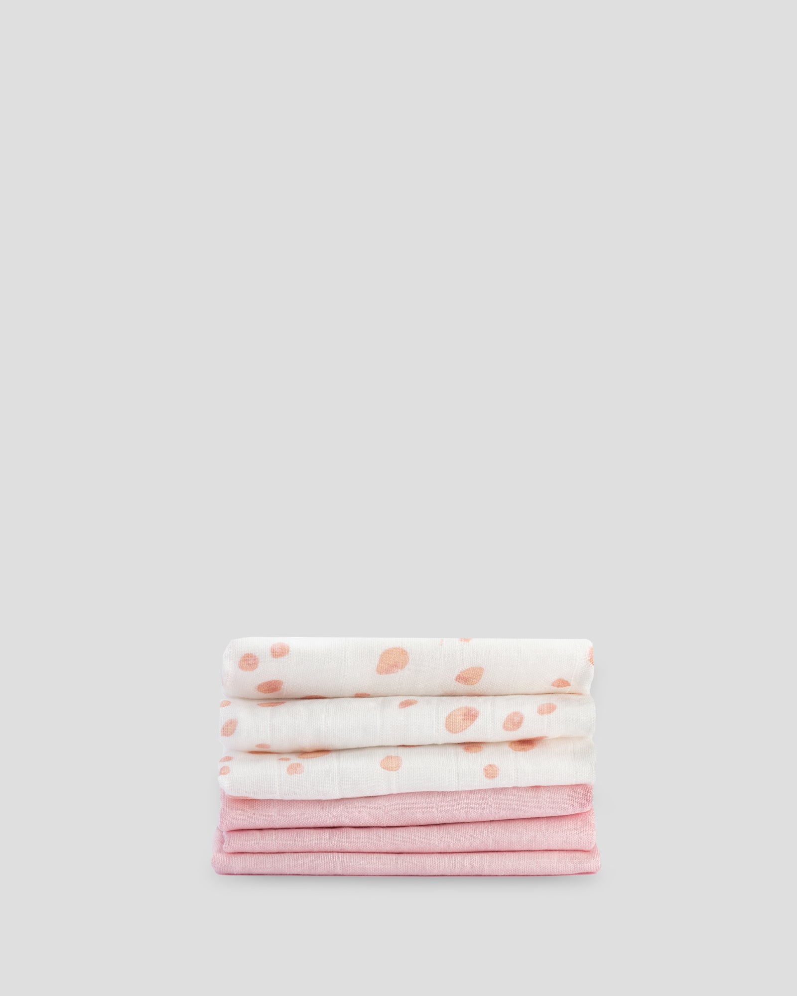 Little Bamboo Muslin Baby Face Washers 6 Pack - Dusty Pink