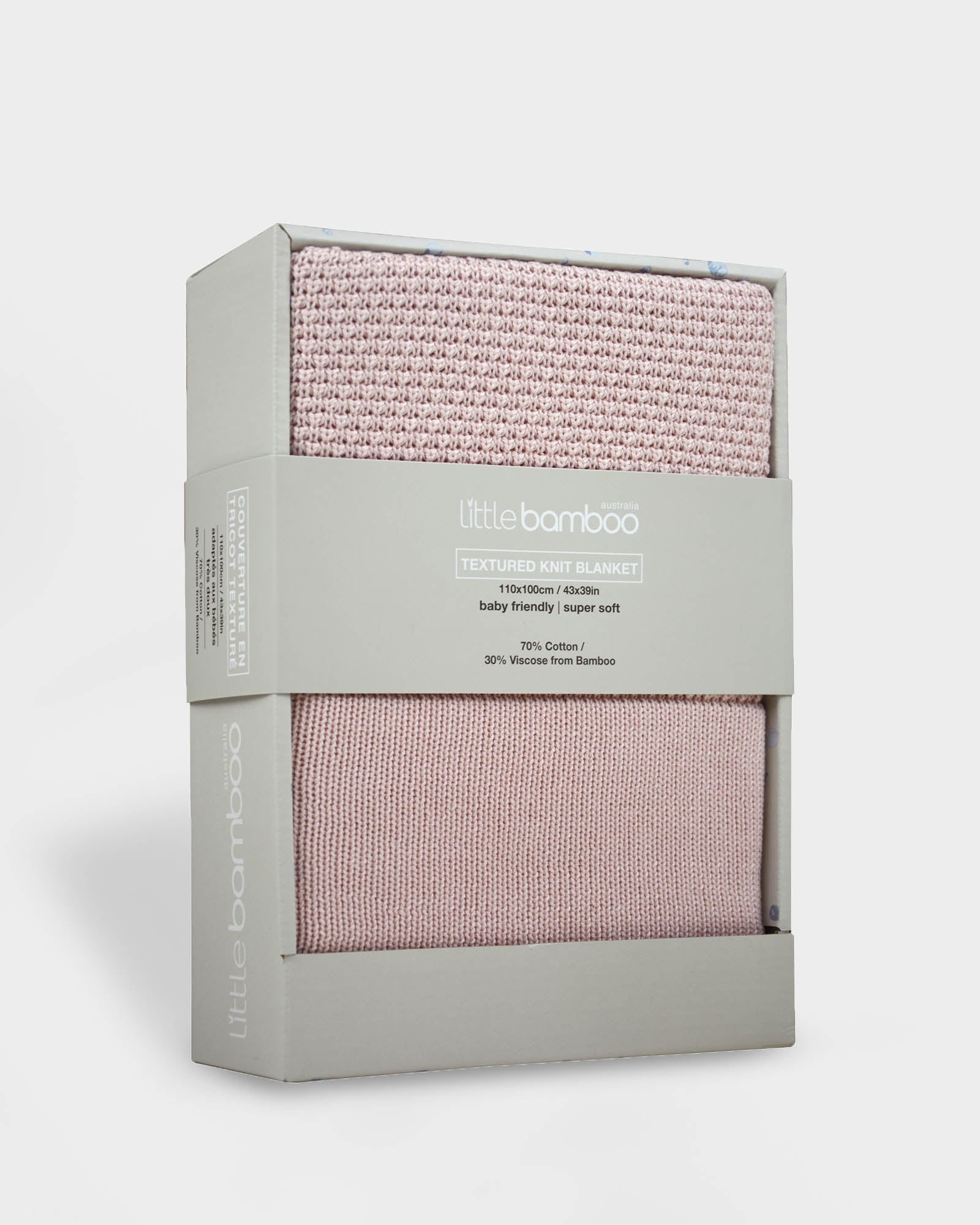 little bamboo textured knit dusty pink packaging side