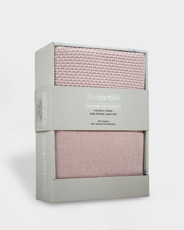 little bamboo textured knit dusty pink packaging side