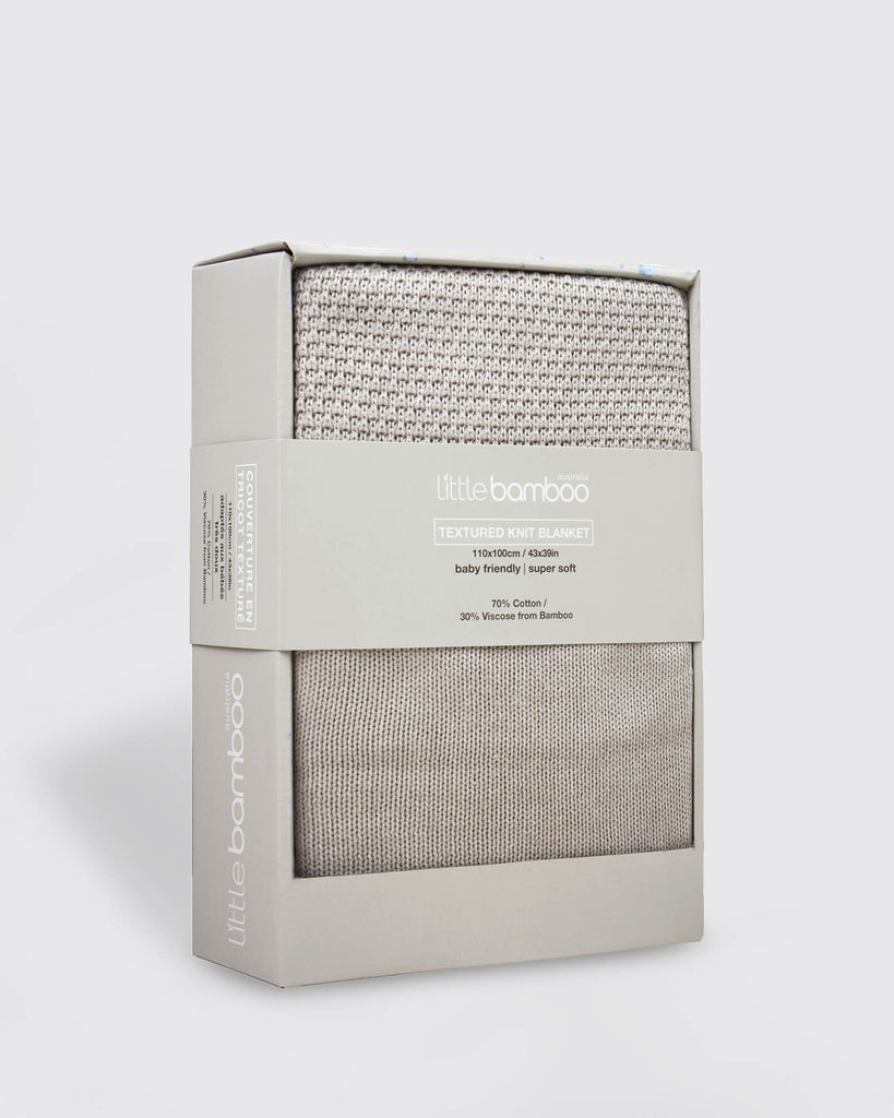 Little Bamboo Textured Knit Baby Blanket Natural Oatmeal