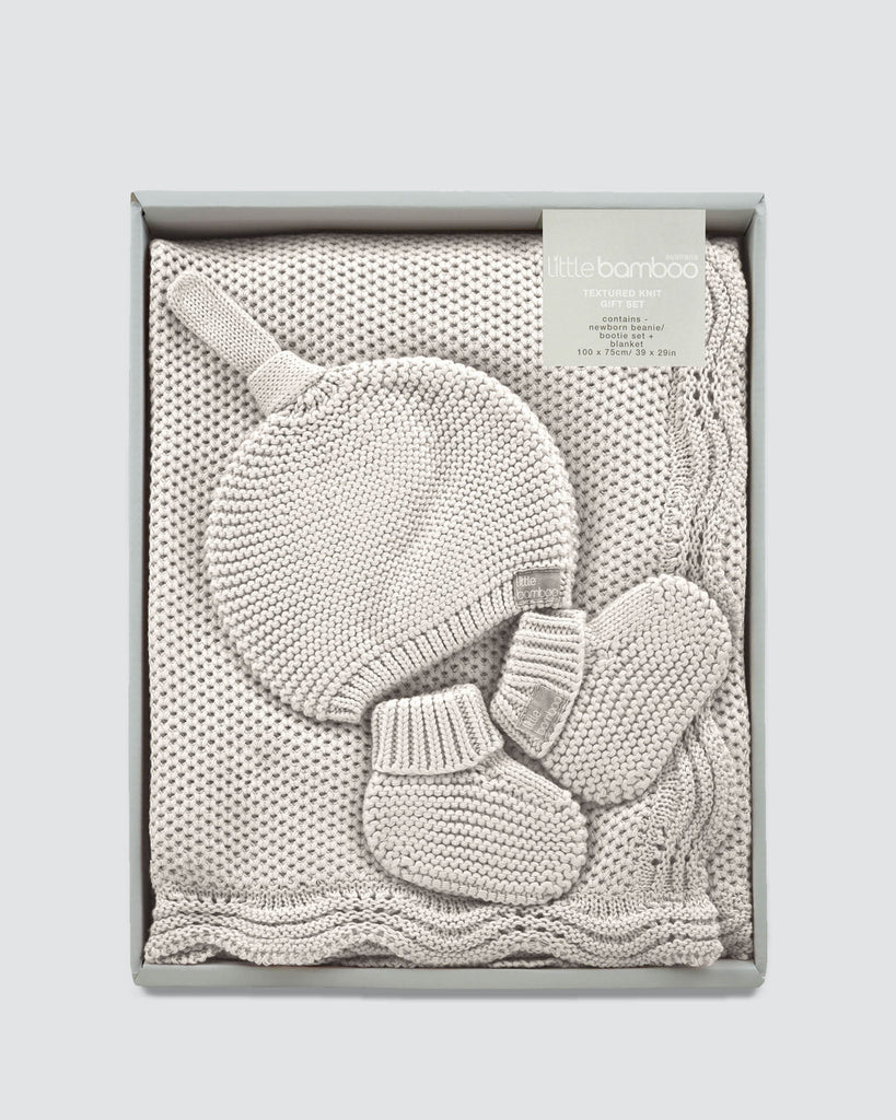 LittleBamboo Textured Knit Giftset Natural Front