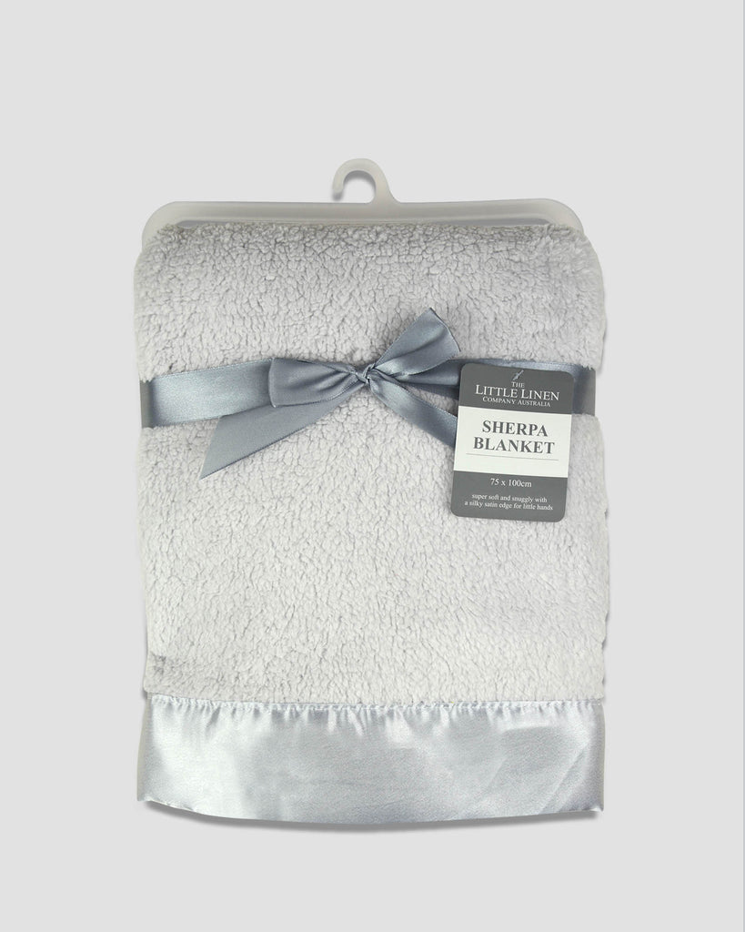 Little Linen Sherpa Stroller Blanket Drizzle Grey