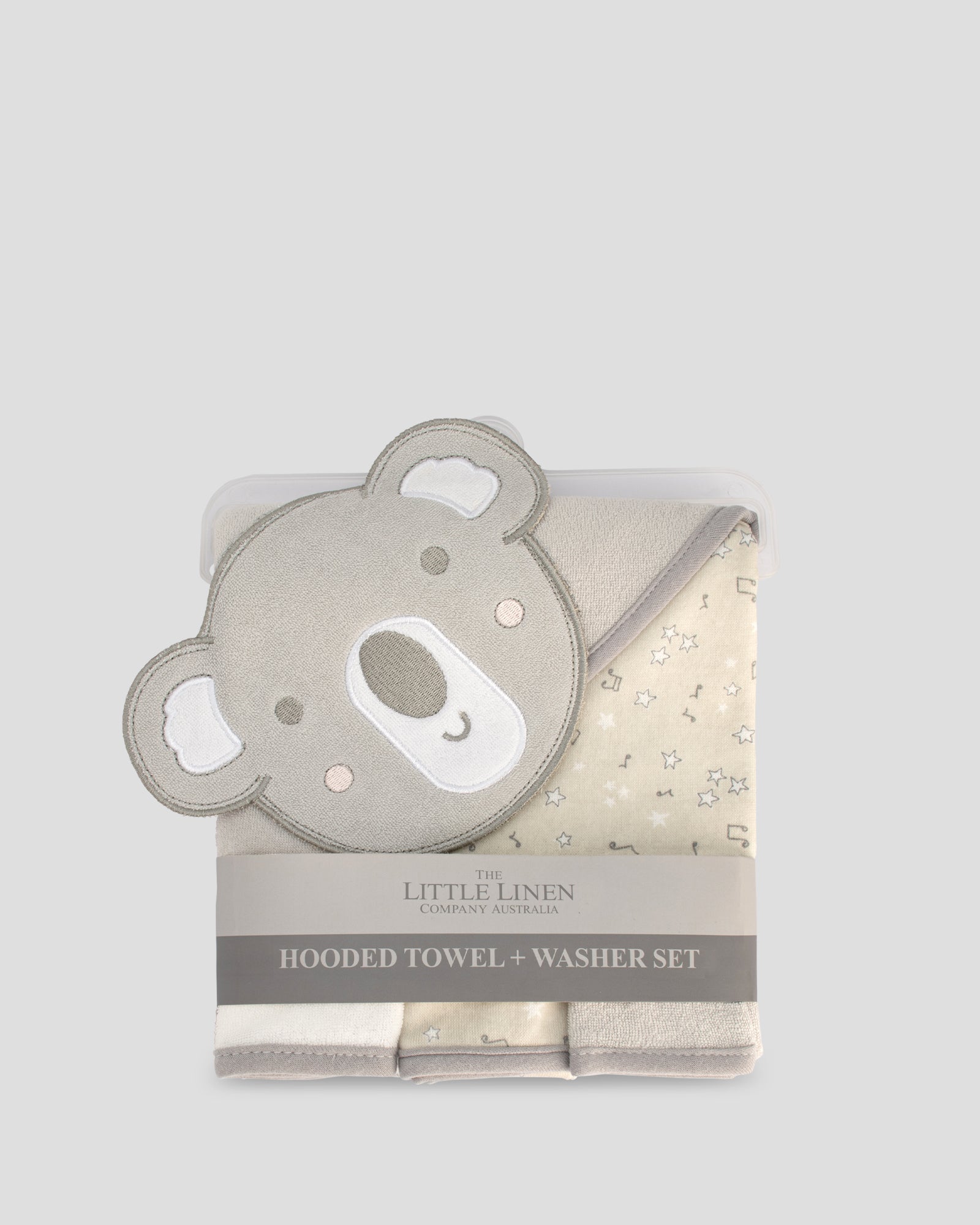 The Little Linen Company Character Baby Hooded Towel + Washers - Cheeky Koala