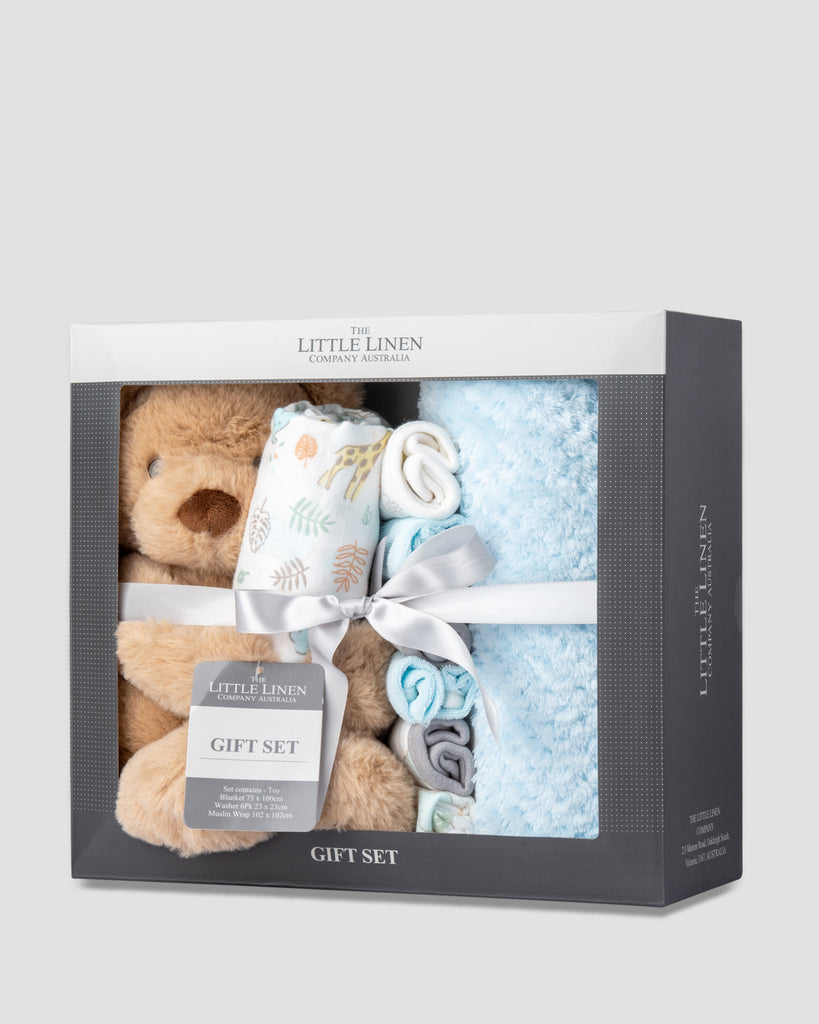 The Little Linen Company Boxed Baby Gift Set - Safari Bear