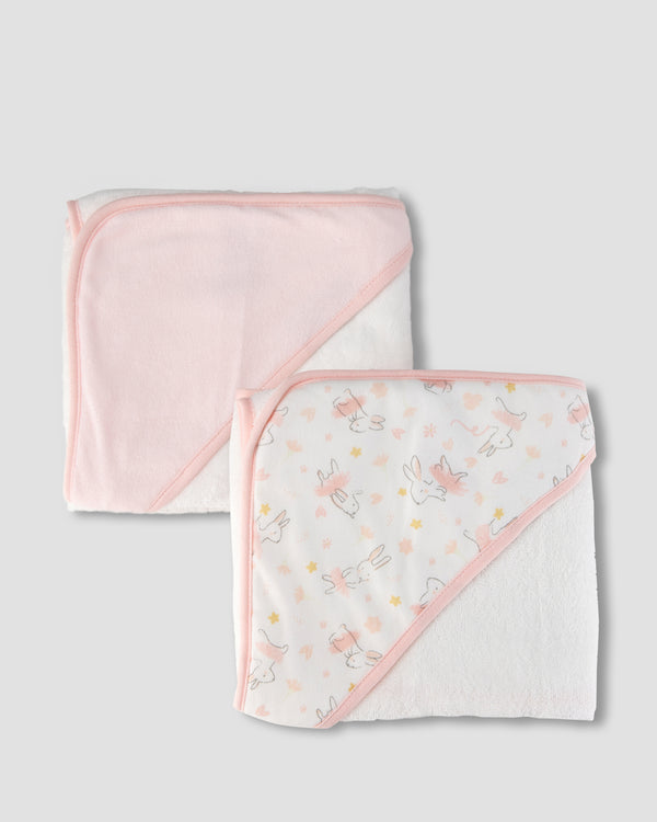 The Little Linen Company Baby Hooded Towel 2 Pack - Ballerina Bunny