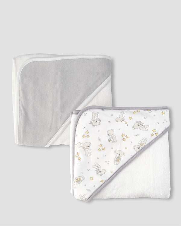 The Little Linen Company Baby Hooded Towel 2 Pack - Cheeky Koala