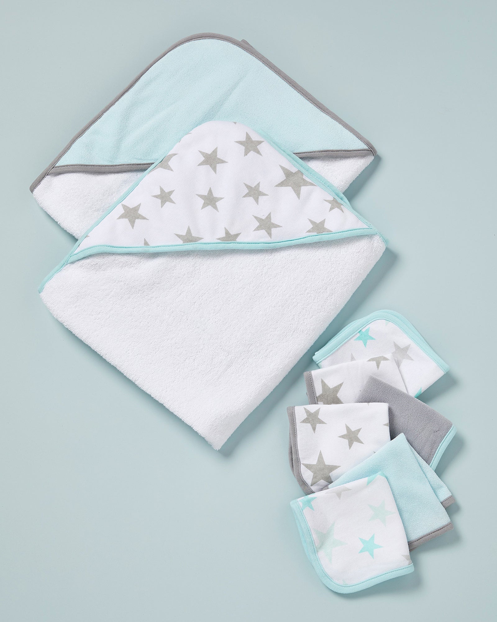 Little Linen Hooded Towel 2pk Starlight Mint