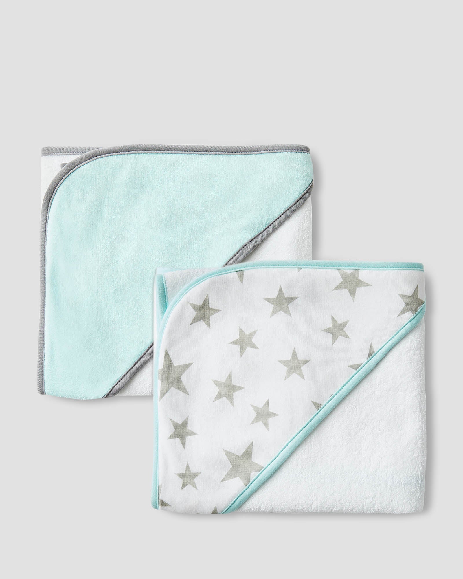 Little Linen Hooded Towel 2pk Starlight Mint