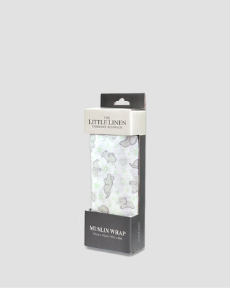 Little Linen Muslin 1pk Prints Mint Elephant