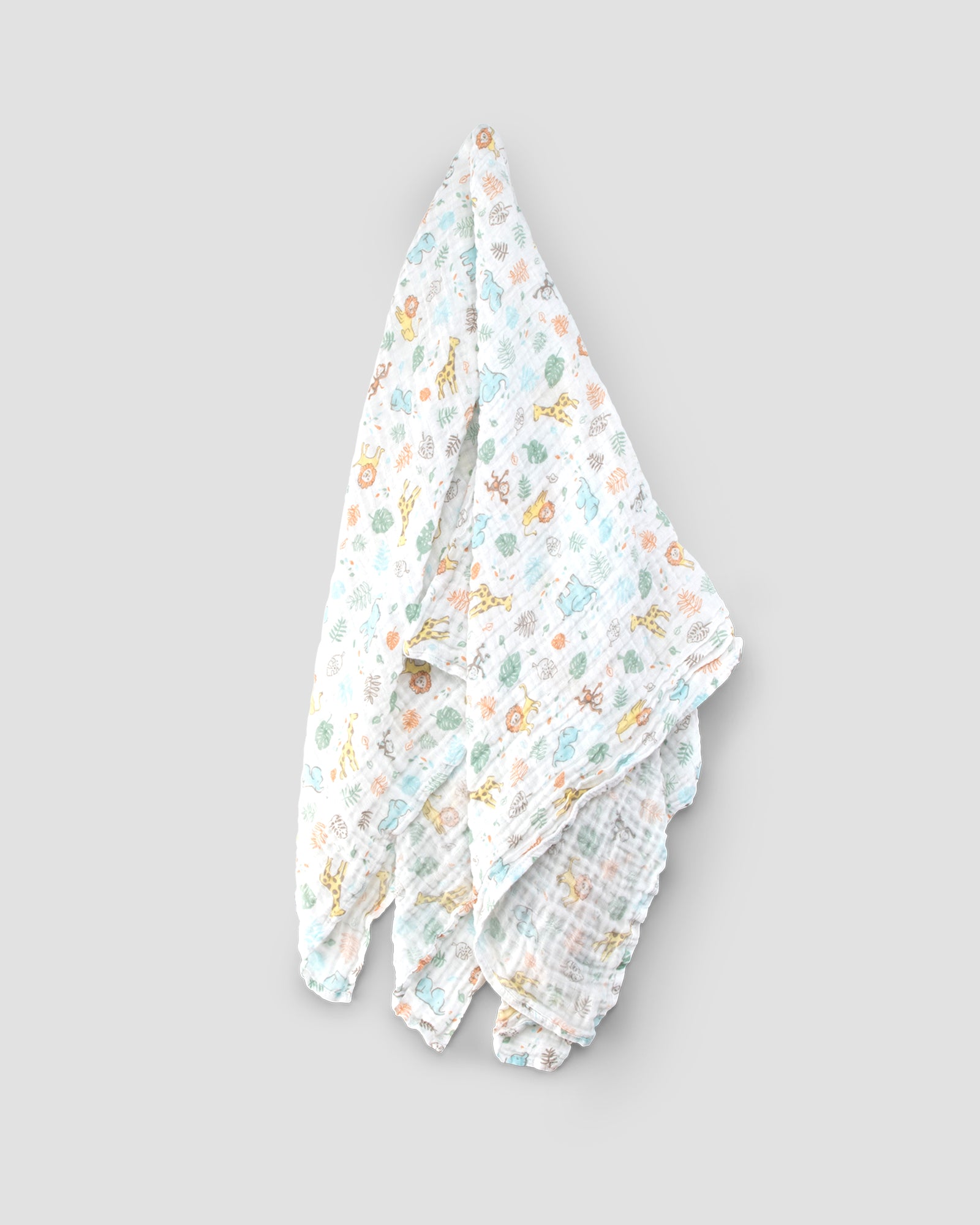 The Little Linen Company Baby Muslin Wrap 1 Pack Prints - Safari Bear