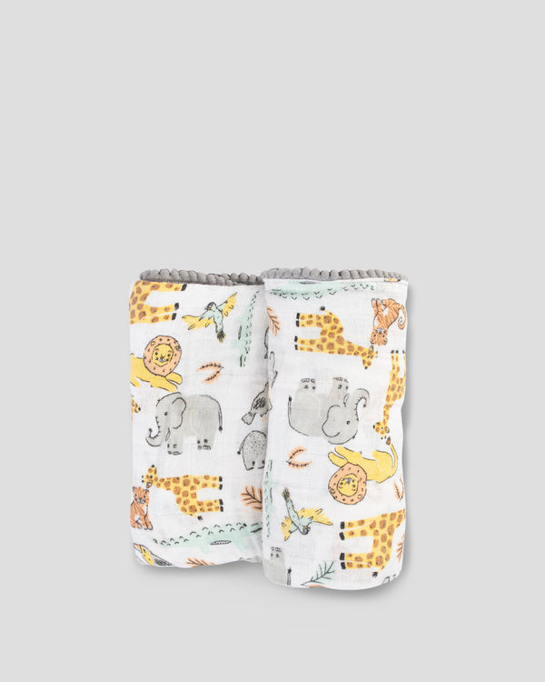 Weegoamigo Baby Muslin Wrap Pompom - Ernie Elephant