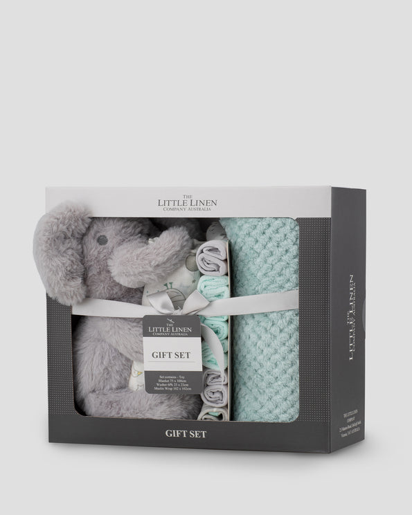 The Little Linen Company Boxed Baby Gift Set - Starburst Elephant