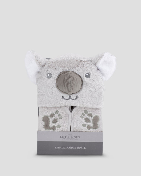 The Little Linen Company Parade Plush Baby Hooded Towel - Cheeky Koala
