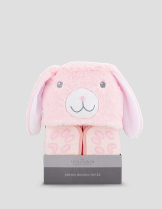 The Little Linen Company Parade Plush Baby Hooded Towel - Ballerina Bunny
