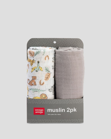 Weegoamigo Baby Muslin Wrap 2 Pack Ernie Elephant Little Linen Created