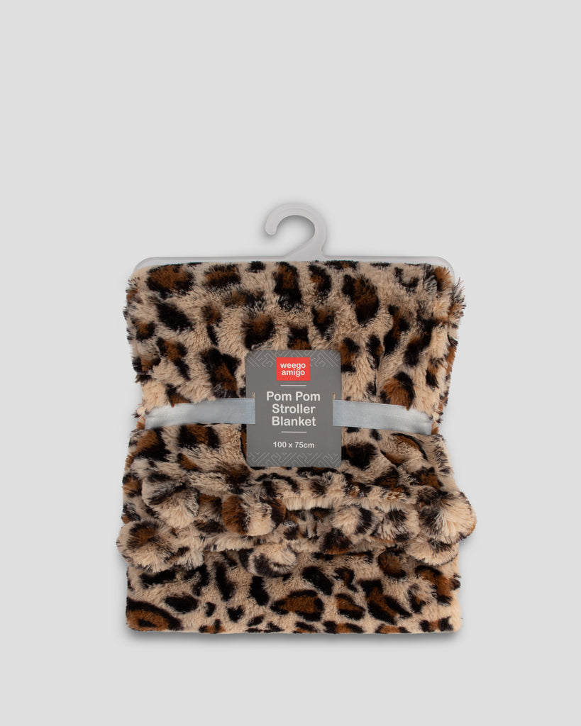 Weegoamigo Plush Pom Pom Blanket - Leopard