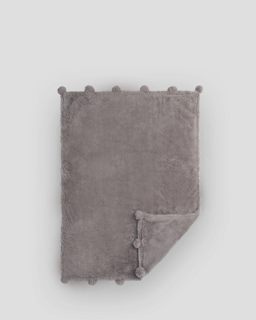 Gray pom pom blanket online